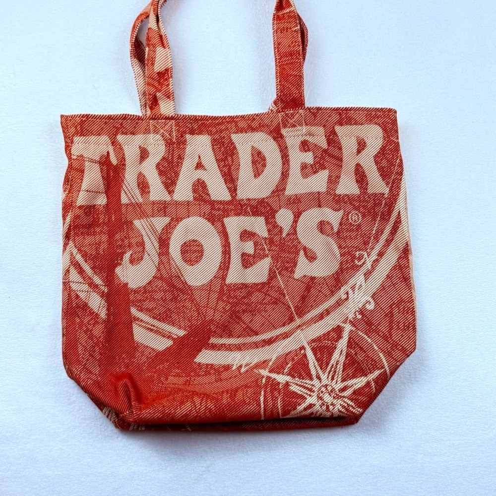 Vintage Trader Joe's Woven Tote Bag Red Nautical Compass Lighthouse Tapestry - Picture 4 of 6